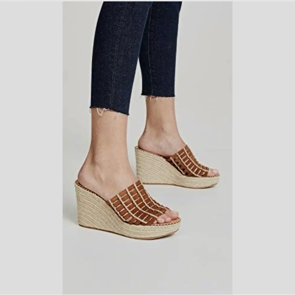 Dolce Vita Pru Mule Espadrille Brown Woven Suede Slip-On Wedges